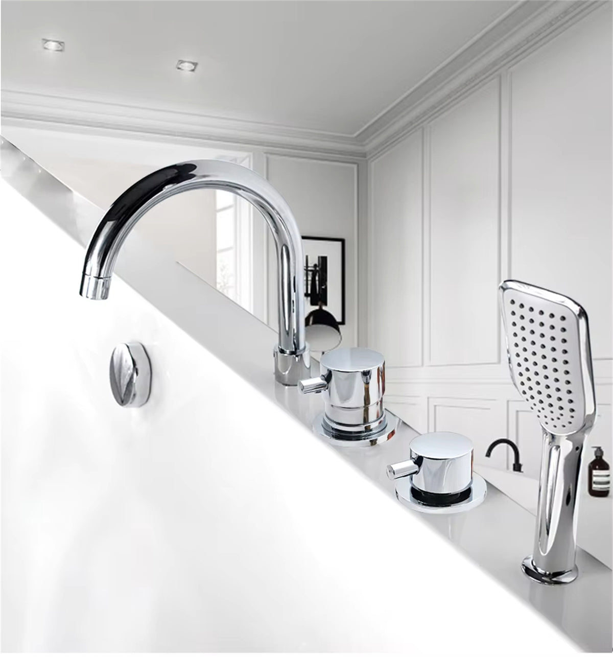 2/3 Way Solid Brass Split Mixer Tub Tap, Cold & Hot Water Shower Diverter Valve