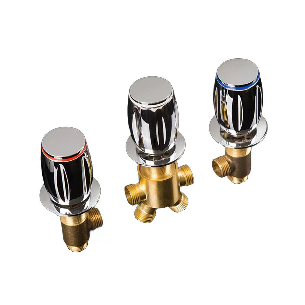 3 Pcs Solid Brass Split Mixer Tub Tap,Cold & Hot Water Shower Diverter Valve,Tub Faucet for Bathroom Sauna