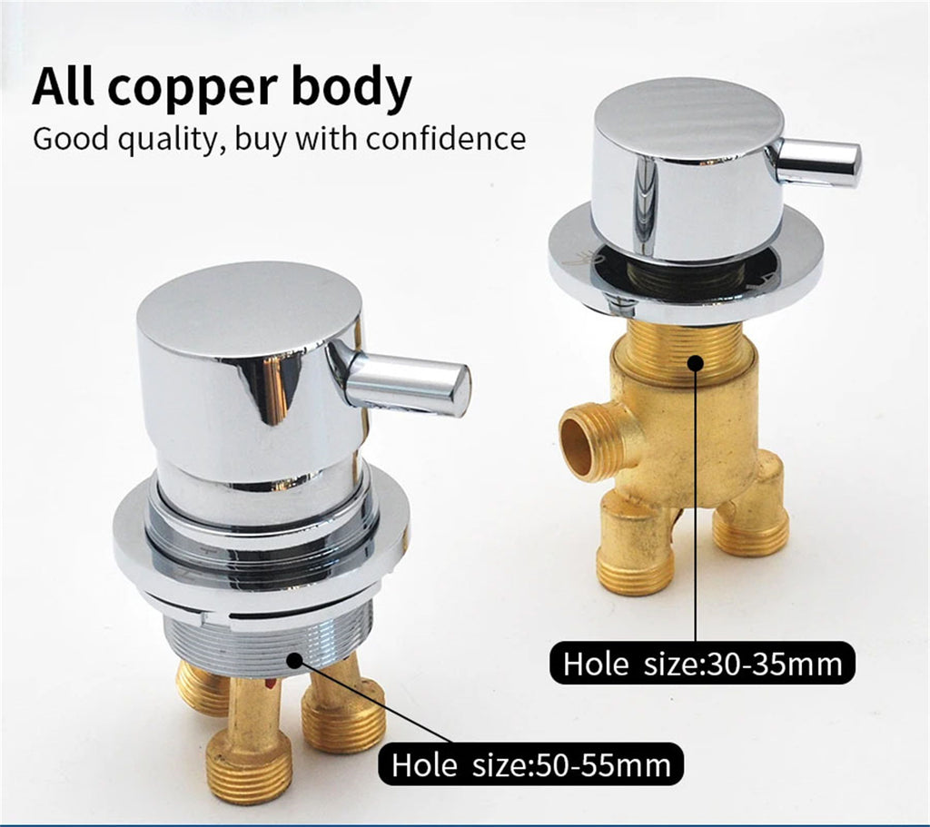2/3 Way Solid Brass Split Mixer Tub Tap, Cold & Hot Water Shower Diverter Valve