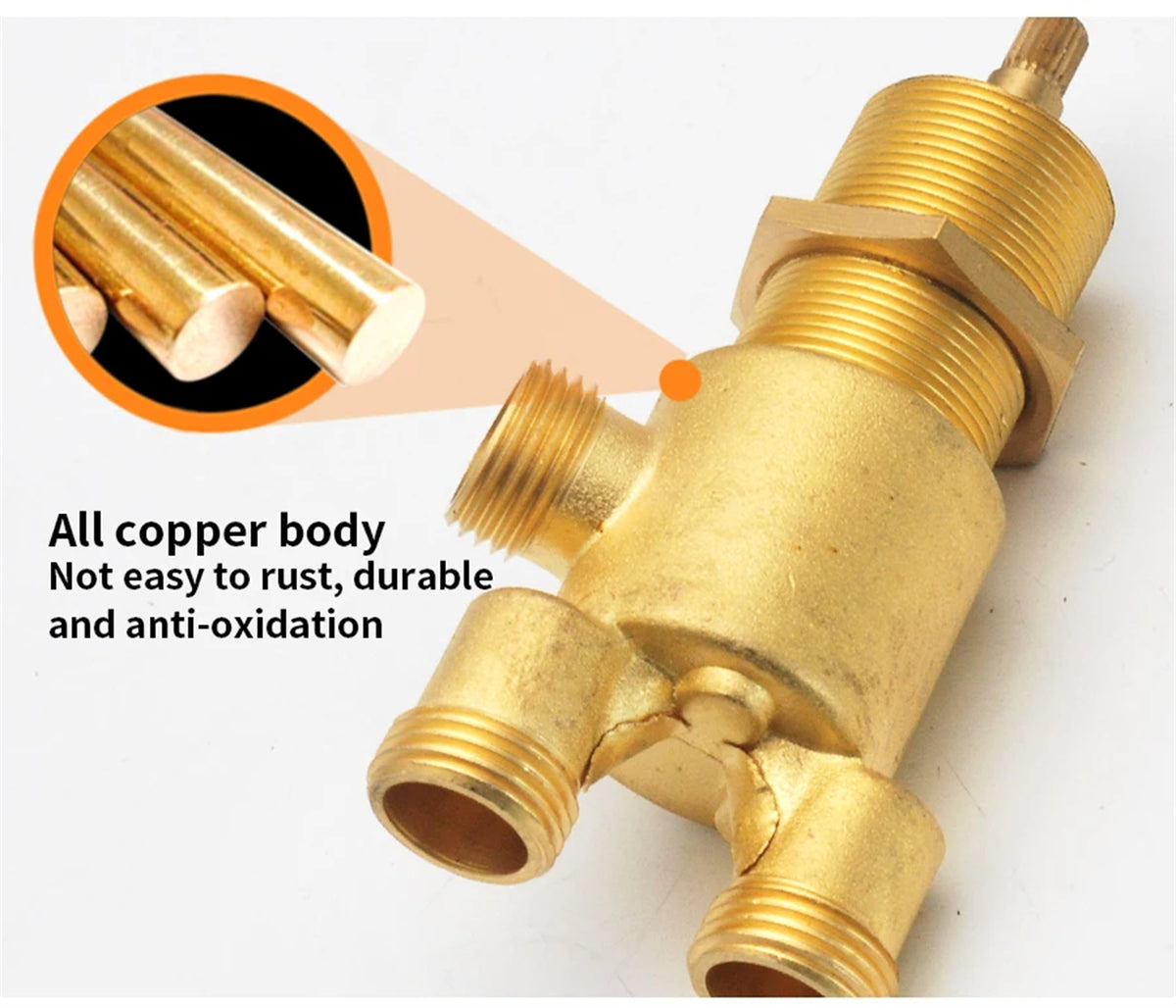 2/3 Way Solid Brass Split Mixer Tub Tap, Cold & Hot Water Shower Diverter Valve