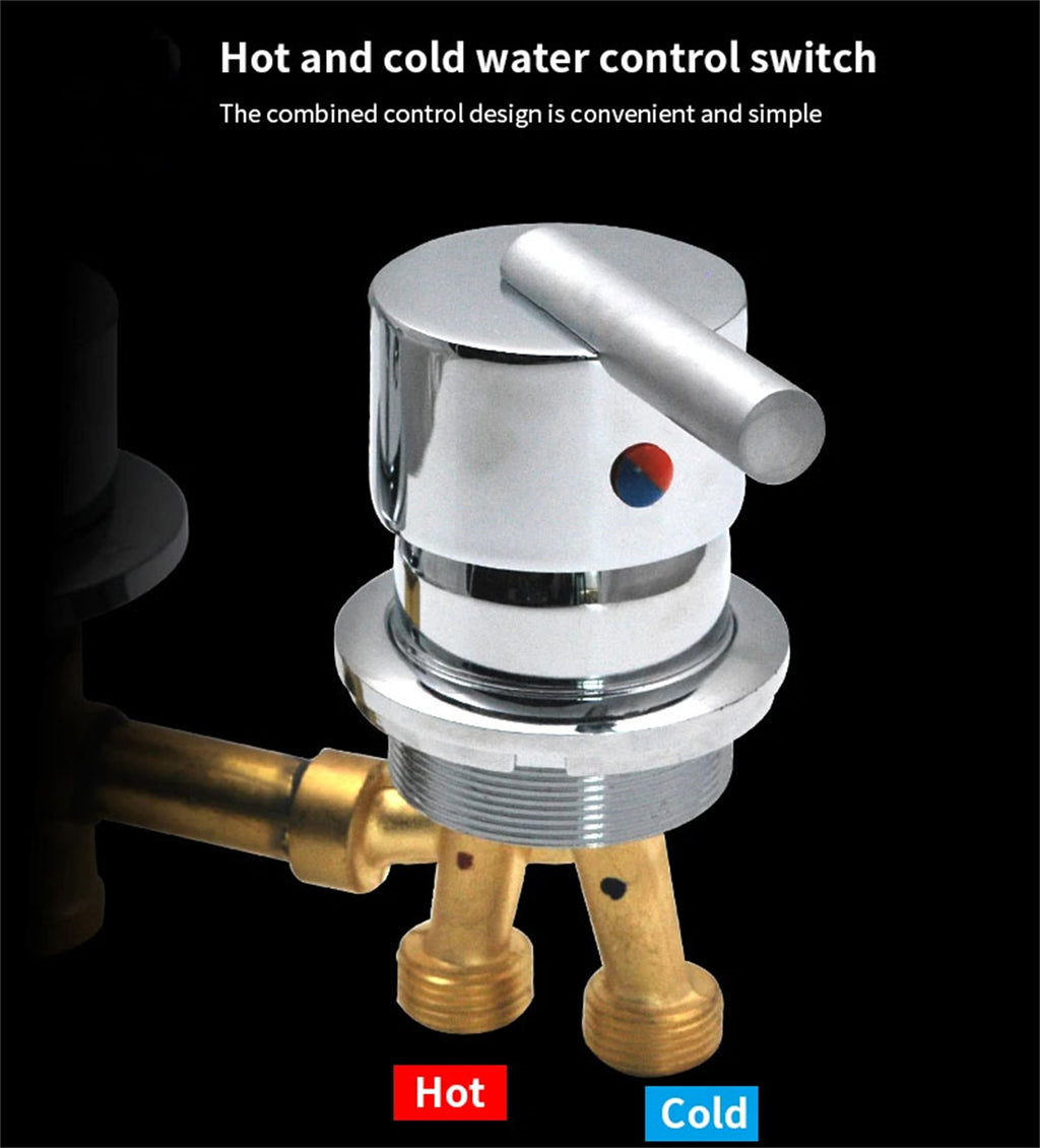 2/3 Way Solid Brass Mixer Tub Tap, Cold & Hot Water Shower Diverter Valve, Hole Distance 10cm/12.5cm