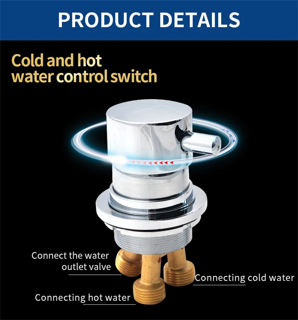 2/3 Way Solid Brass Split Mixer Tub Tap, Cold & Hot Water Shower Diverter Valve