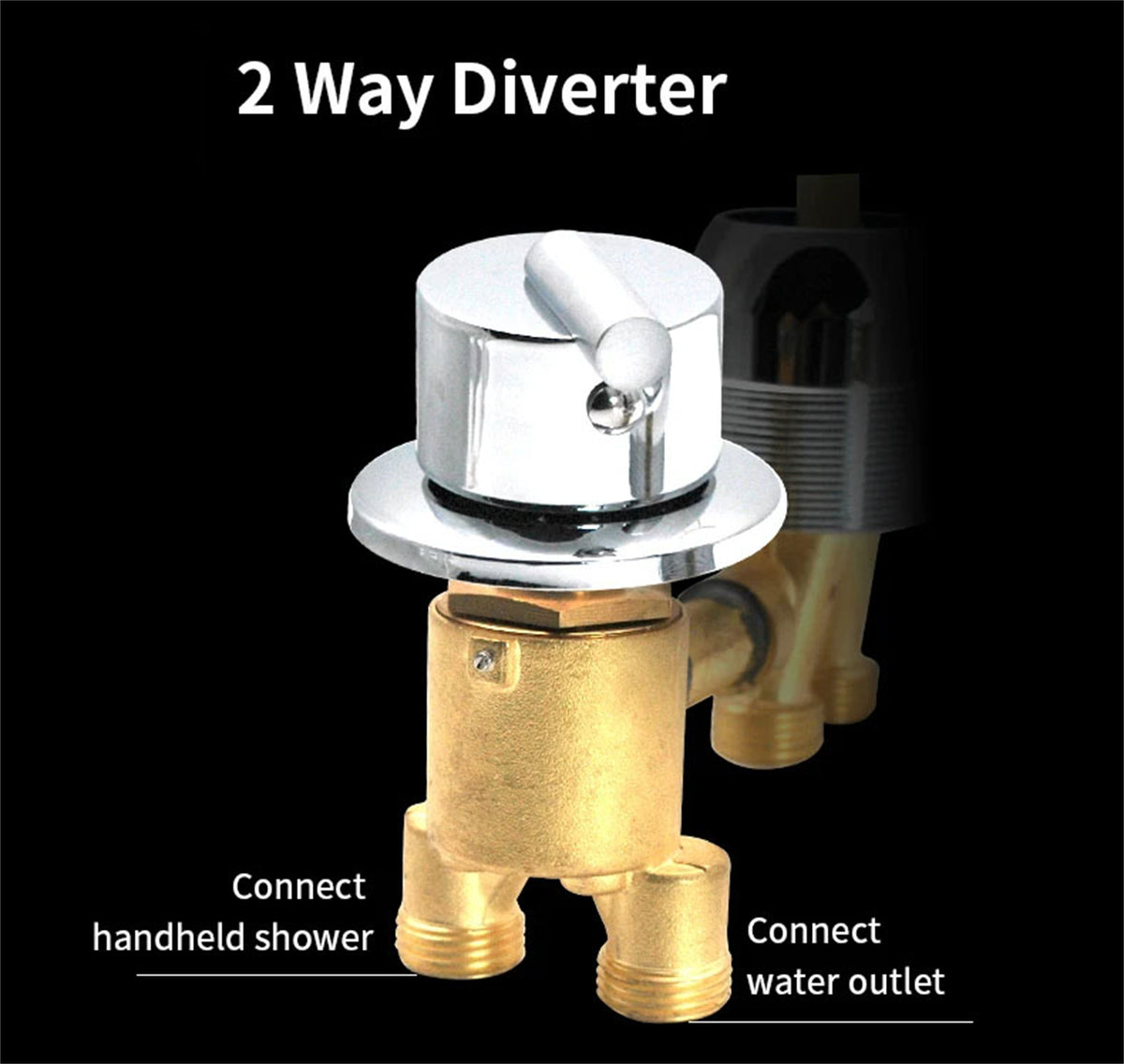 2/3 Way Solid Brass Mixer Tub Tap, Cold & Hot Water Shower Diverter Valve, Hole Distance 10cm/12.5cm