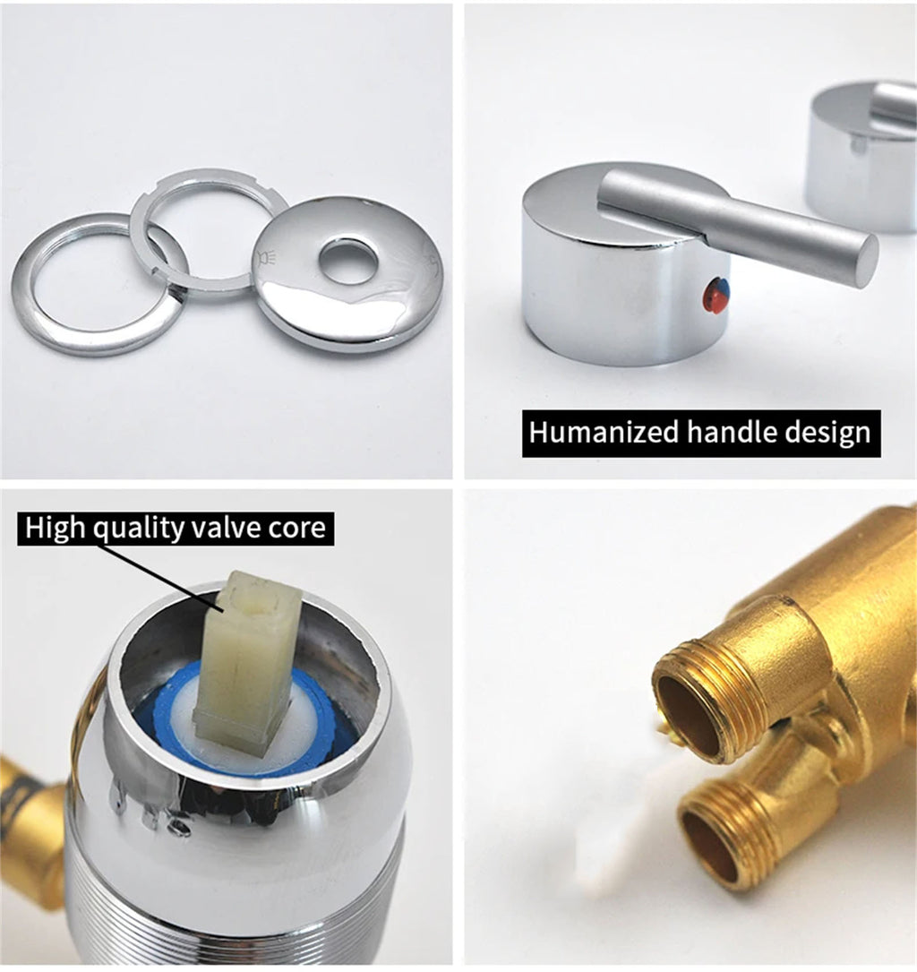 2/3 Way Solid Brass Mixer Tub Tap, Cold & Hot Water Shower Diverter Valve, Hole Distance 10cm/12.5cm