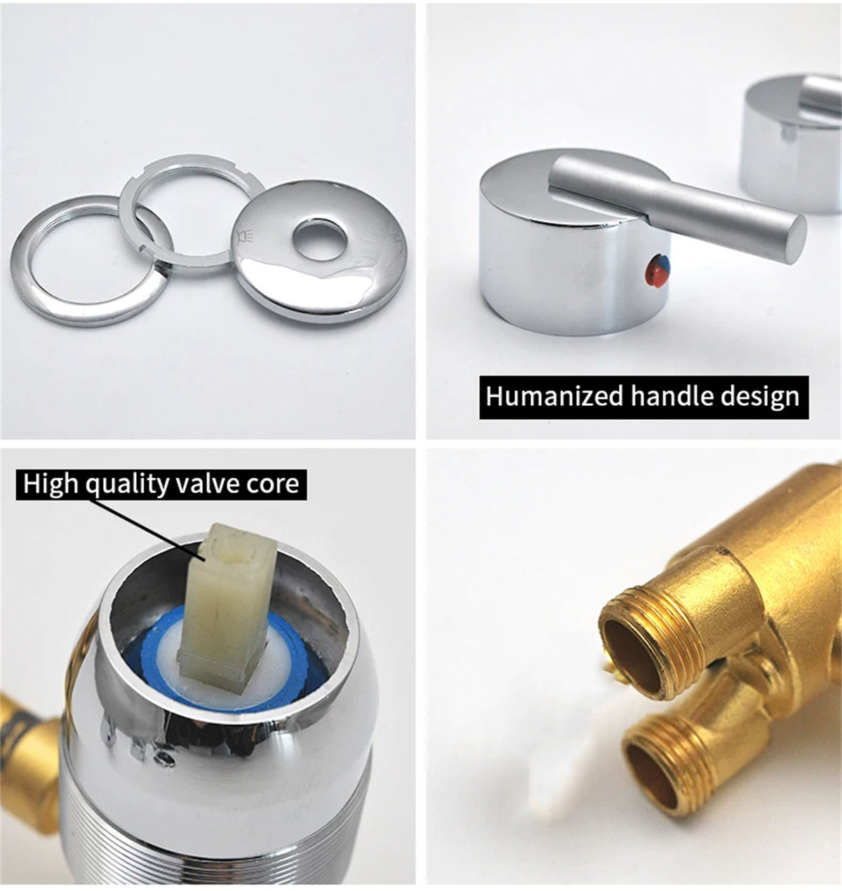 2/3 Way Solid Brass Mixer Tub Tap, Cold & Hot Water Shower Diverter Valve, Hole Distance 10cm/12.5cm