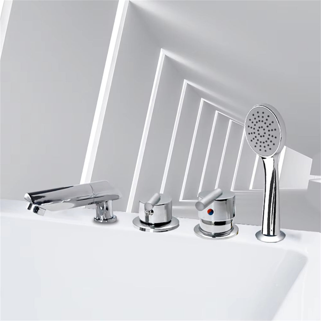 2/3 Way Solid Brass Mixer Tub Tap, Cold & Hot Water Shower Diverter Valve, Hole Distance 10cm/12.5cm