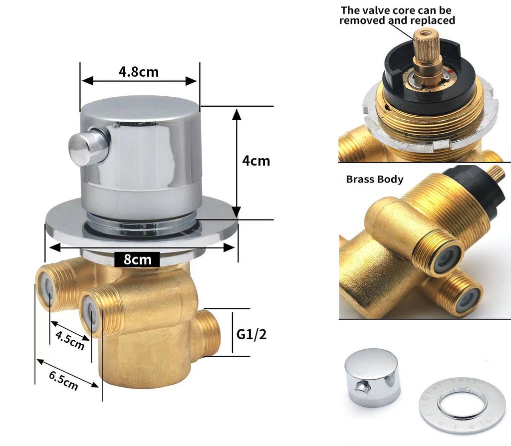 Mixer Thermostatic Bath Faucets, Wall-Mounted Mixer Tap Brass Bathroom Polished Shower Faucet Cabin