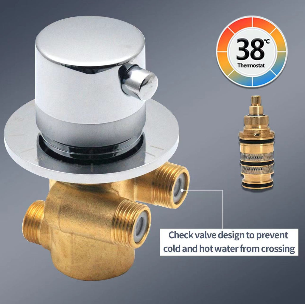 Mixer Thermostatic Bath Faucets, Wall-Mounted Mixer Tap Brass Bathroom Polished Shower Faucet Cabin