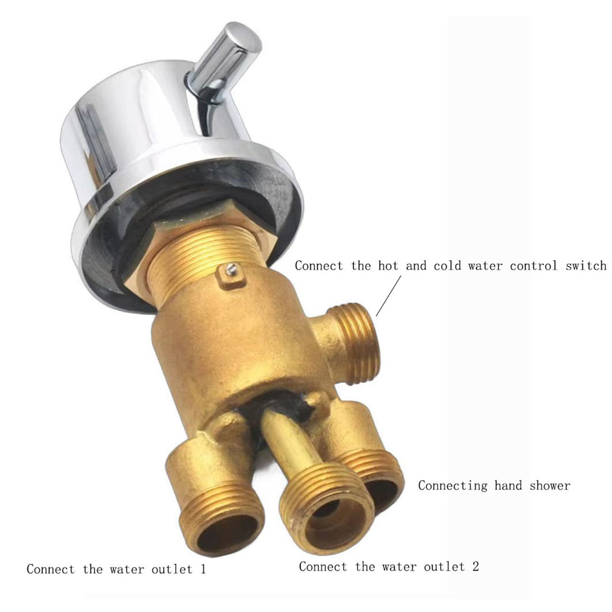 2/3 Way Solid Brass Split Mixer Tub Tap, Cold & Hot Water Shower Diverter Valve