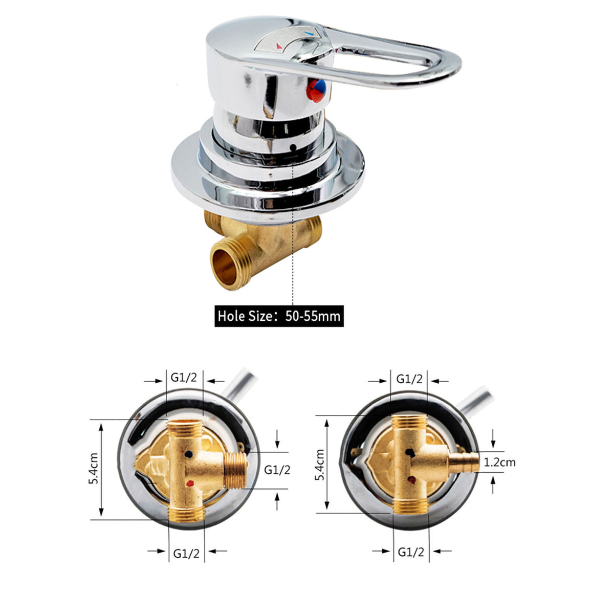 1 Way Mixer Tap Brass Shower Faucets Bypass Valve Cold and Hot Water Mixer Bath Faucet for Shower Room/Bathroom