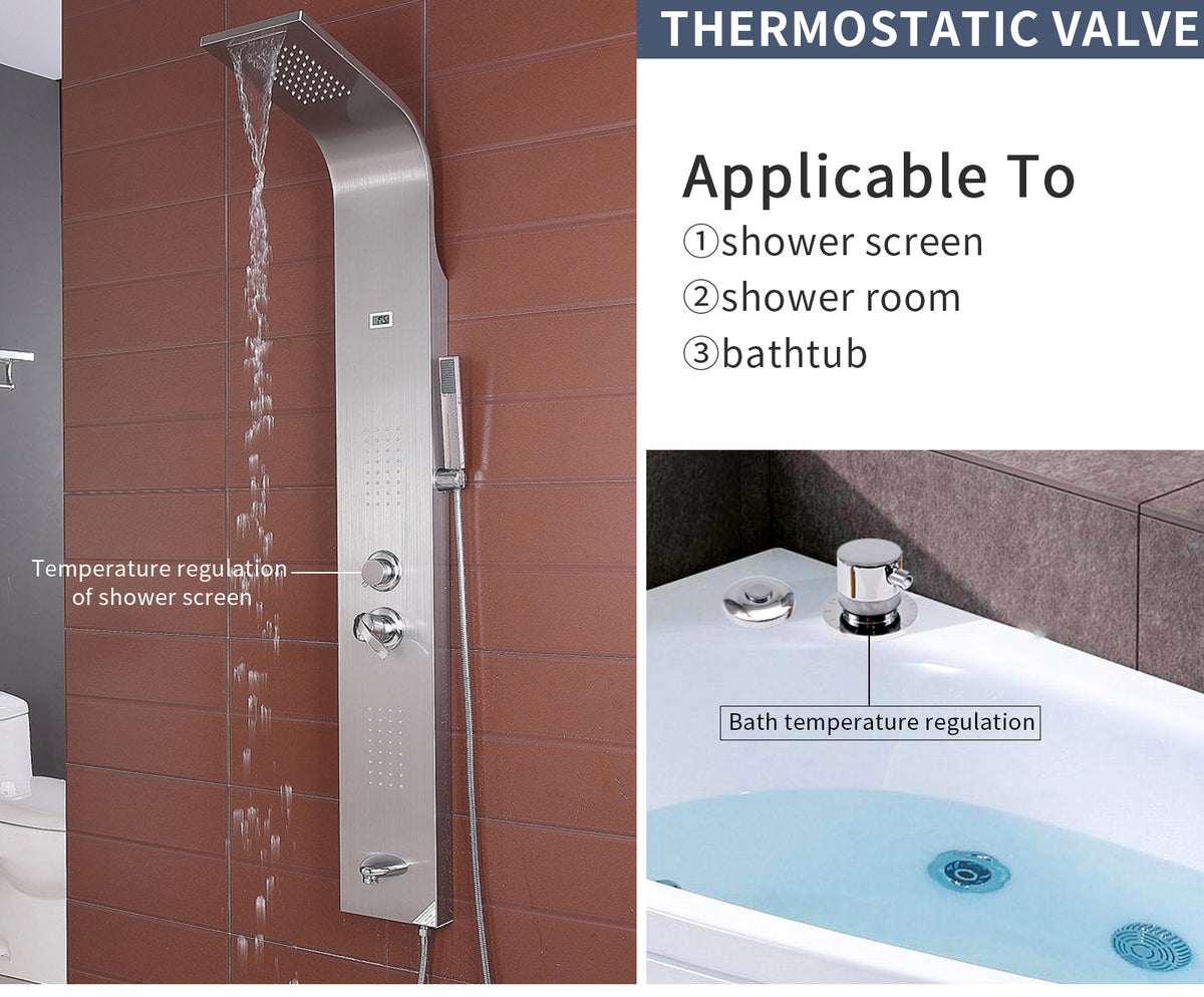 Mixer Thermostatic Bath Faucets, Wall-Mounted Mixer Tap Brass Bathroom Polished Shower Faucet Cabin