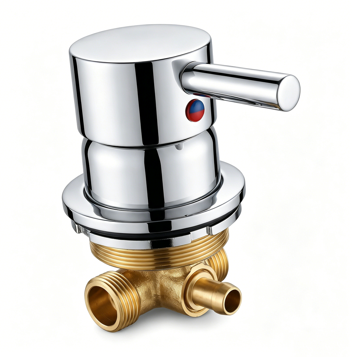 Wall-Mounted Brass Shower Tap Chrome Concealed Bathroom Shower Faucet Hot & Cold Water Control