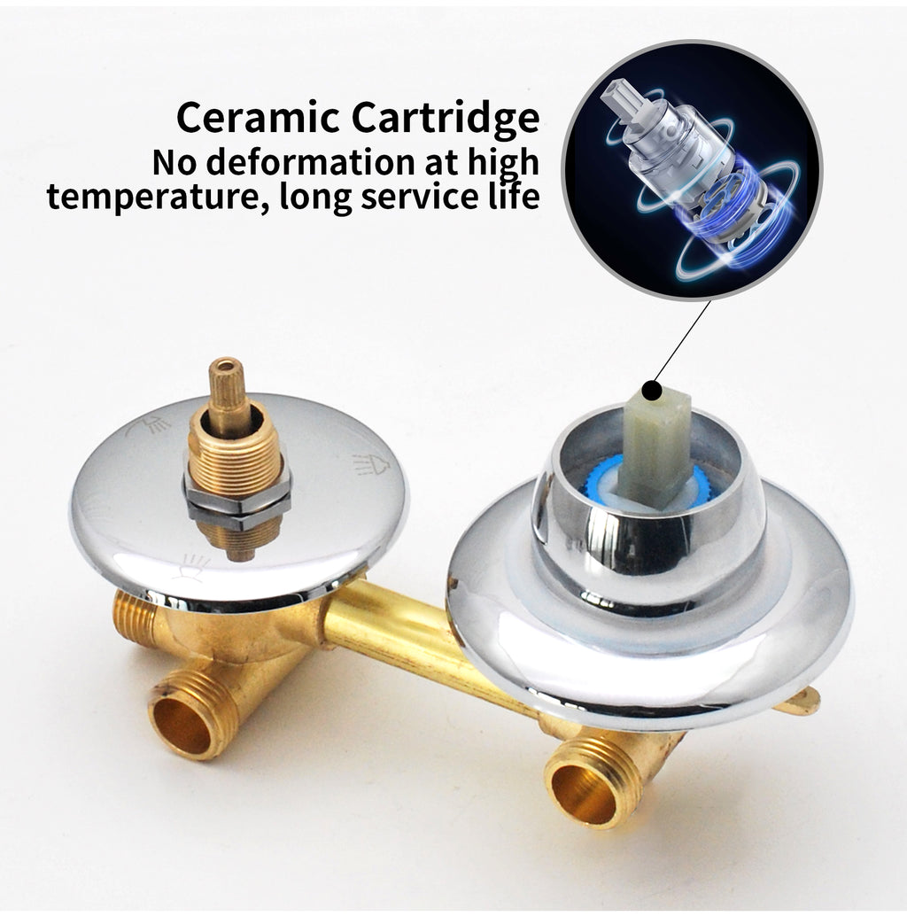 2/3/4/5 Way Solid Brass Mixer Shower Tap, Cold & Hot Water Shower Diverter Valve, Hole Distance 9cm/10cm/12.5cm/14.5cm