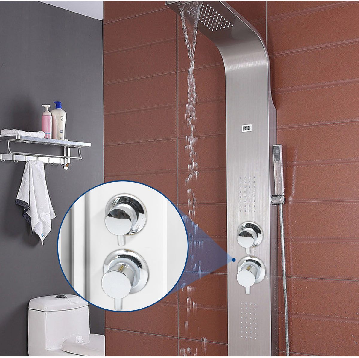 2/3/4/5 Way Solid Brass Mixer Shower Tap, Cold & Hot Water Shower Diverter Valve, Hole Distance 9cm/10cm/12.5cm/14.5cm