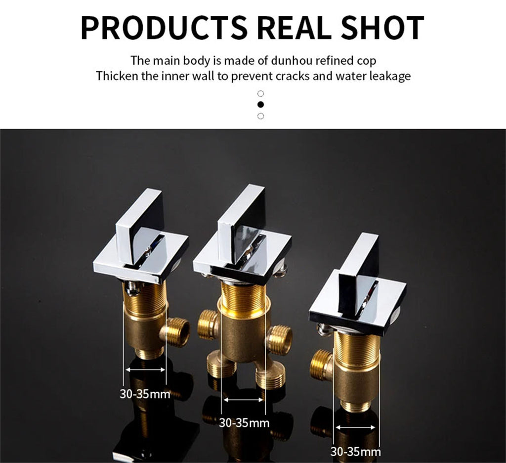 3 Pcs Solid Brass Split Mixer Tub Tap,Cold & Hot Water Shower Diverter Valve,Tub Faucet for Bathroom Sauna