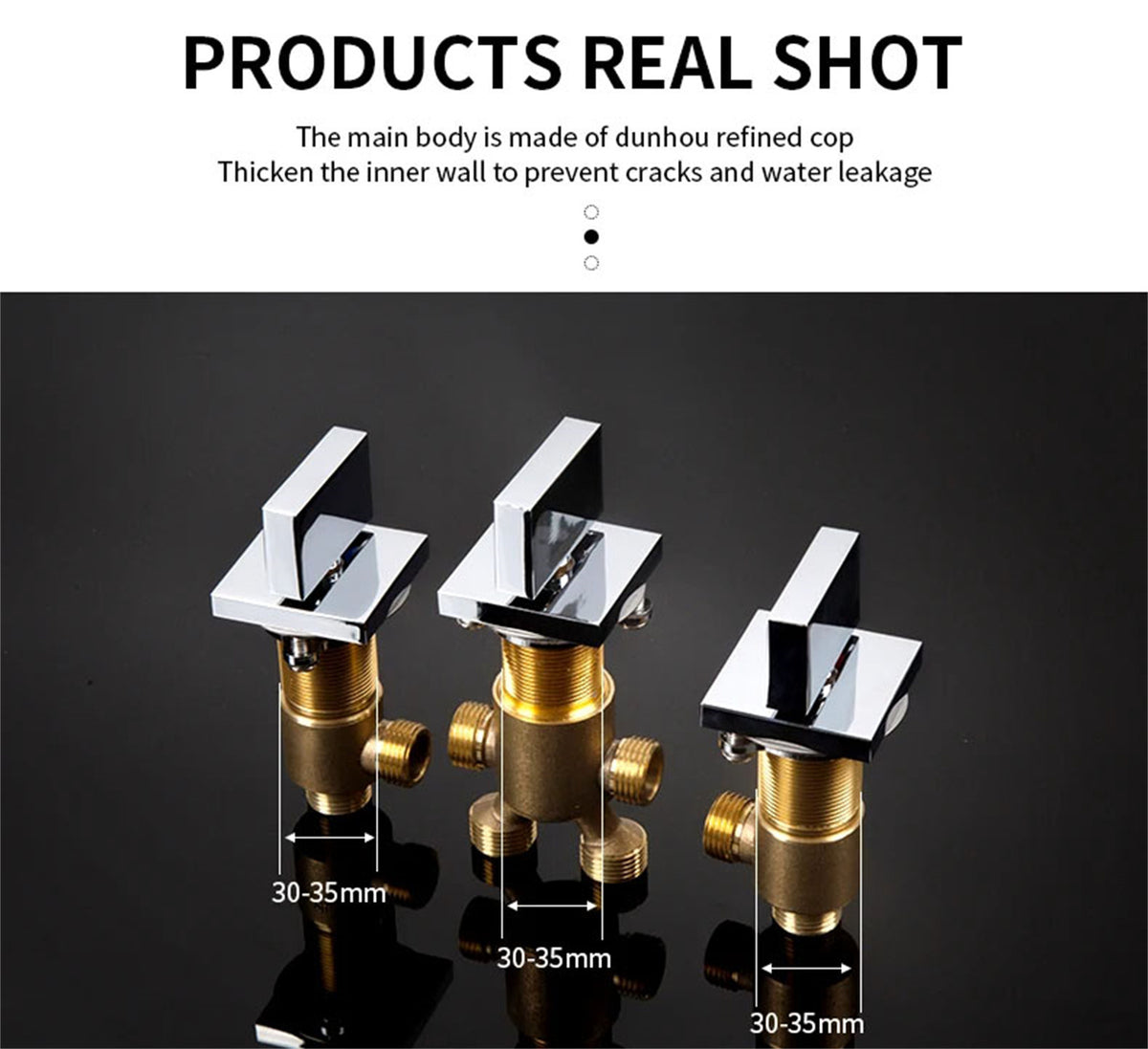 3 Pcs Solid Brass Split Mixer Tub Tap,Cold & Hot Water Shower Diverter Valve,Tub Faucet for Bathroom Sauna