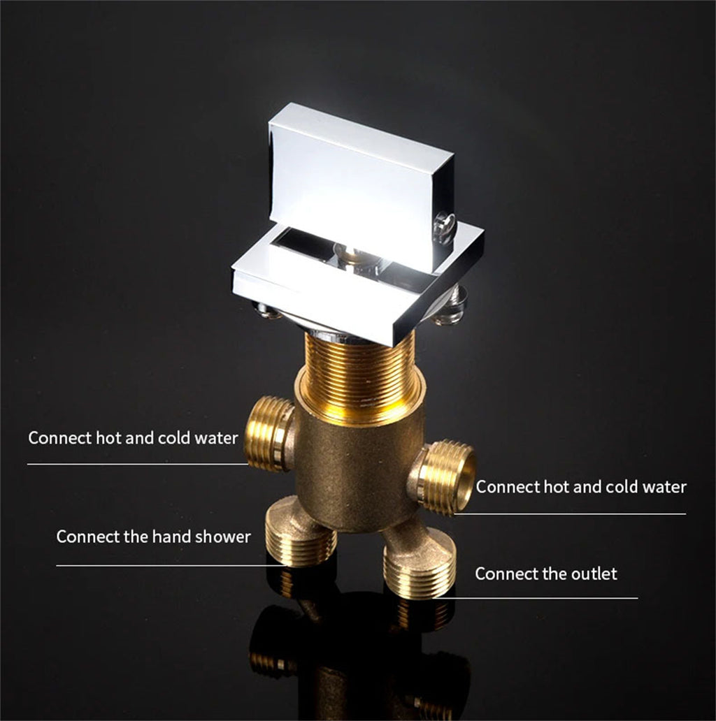 3 Pcs Solid Brass Split Mixer Tub Tap,Cold & Hot Water Shower Diverter Valve,Tub Faucet for Bathroom Sauna