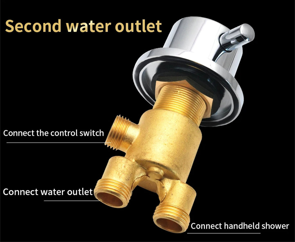 2/3 Way Solid Brass Split Mixer Tub Tap, Cold & Hot Water Shower Diverter Valve