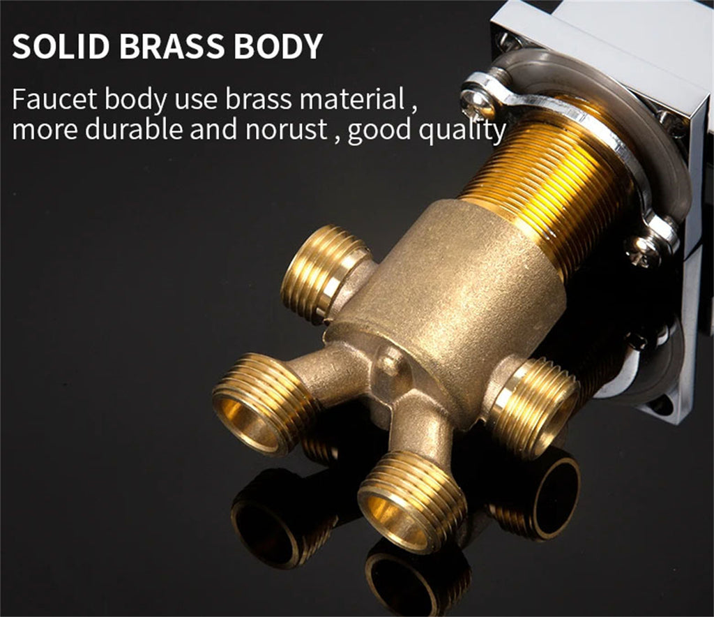 3 Pcs Solid Brass Split Mixer Tub Tap,Cold & Hot Water Shower Diverter Valve,Tub Faucet for Bathroom Sauna
